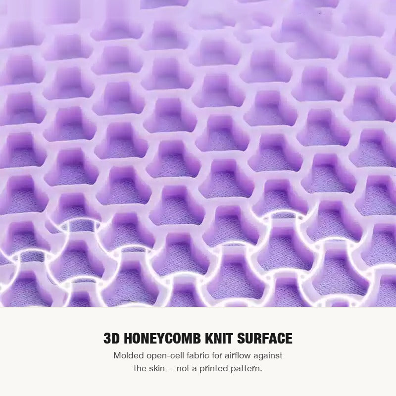 Close-up of the 3D honeycomb knit surface with open cells