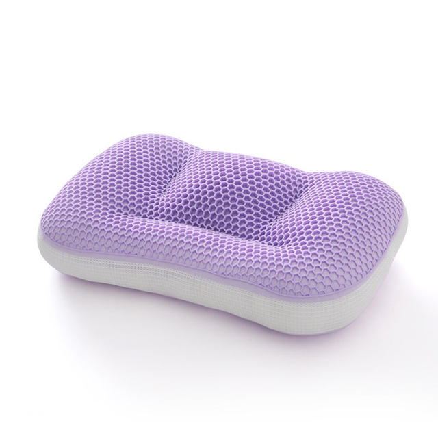Drowsa violet cervical pillow with honeycomb texture and wave contour
