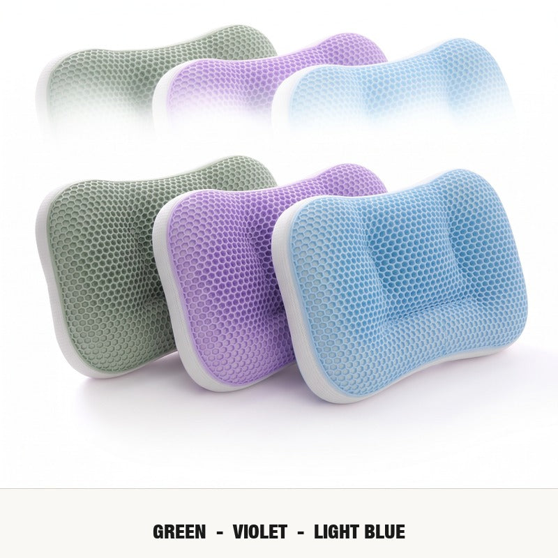 Três almofadas Drowsa em verde, violeta e azul-claro